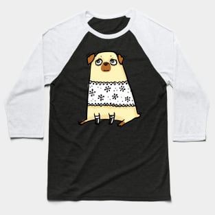 Pug on white lace shirt Baseball T-Shirt